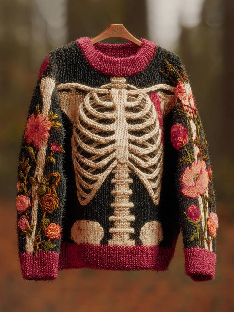 Vintage Halloween Human Anatomy Art Sense Thick Needle Round Neck Sweater artswardrobe