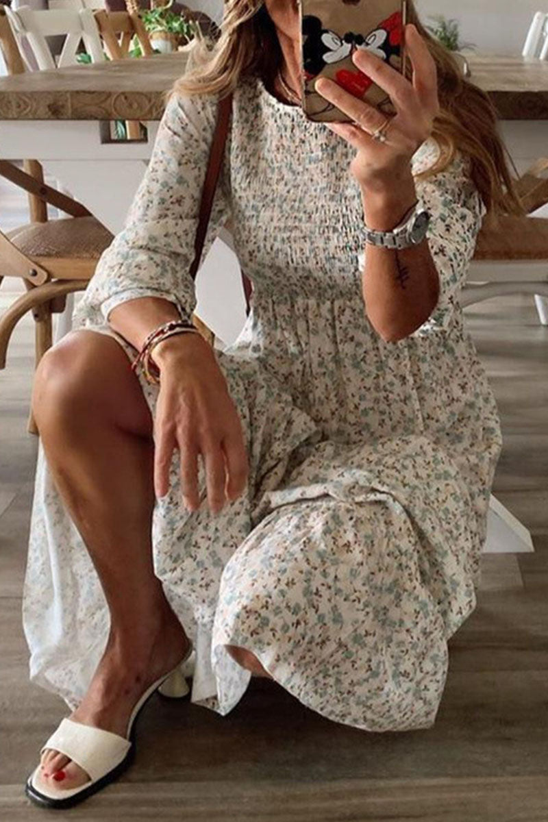 ER | Anna - Vestiti patchwork con stampa street, scollo a O e linea A