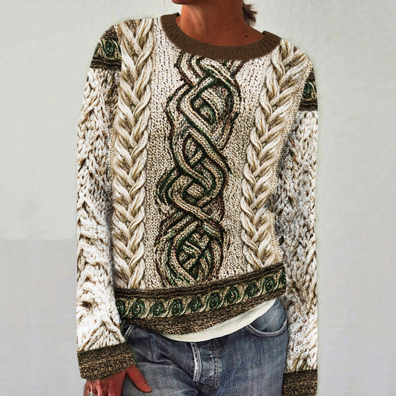 Women's Irish Celtic Knot Jacquard Sweater artswardrobe