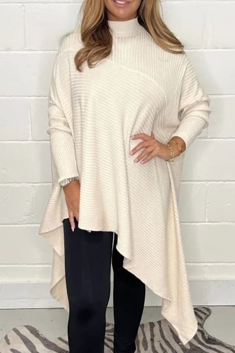 Kira® | Casual solid color irregular turtleneck sweaters for everyday wear