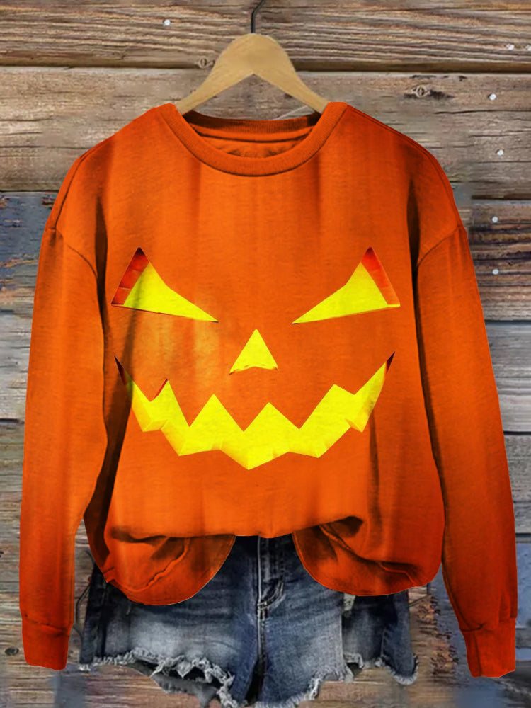 Halloween Jack O' Lantern Pattern Washed Sweatshirt artswardrobe