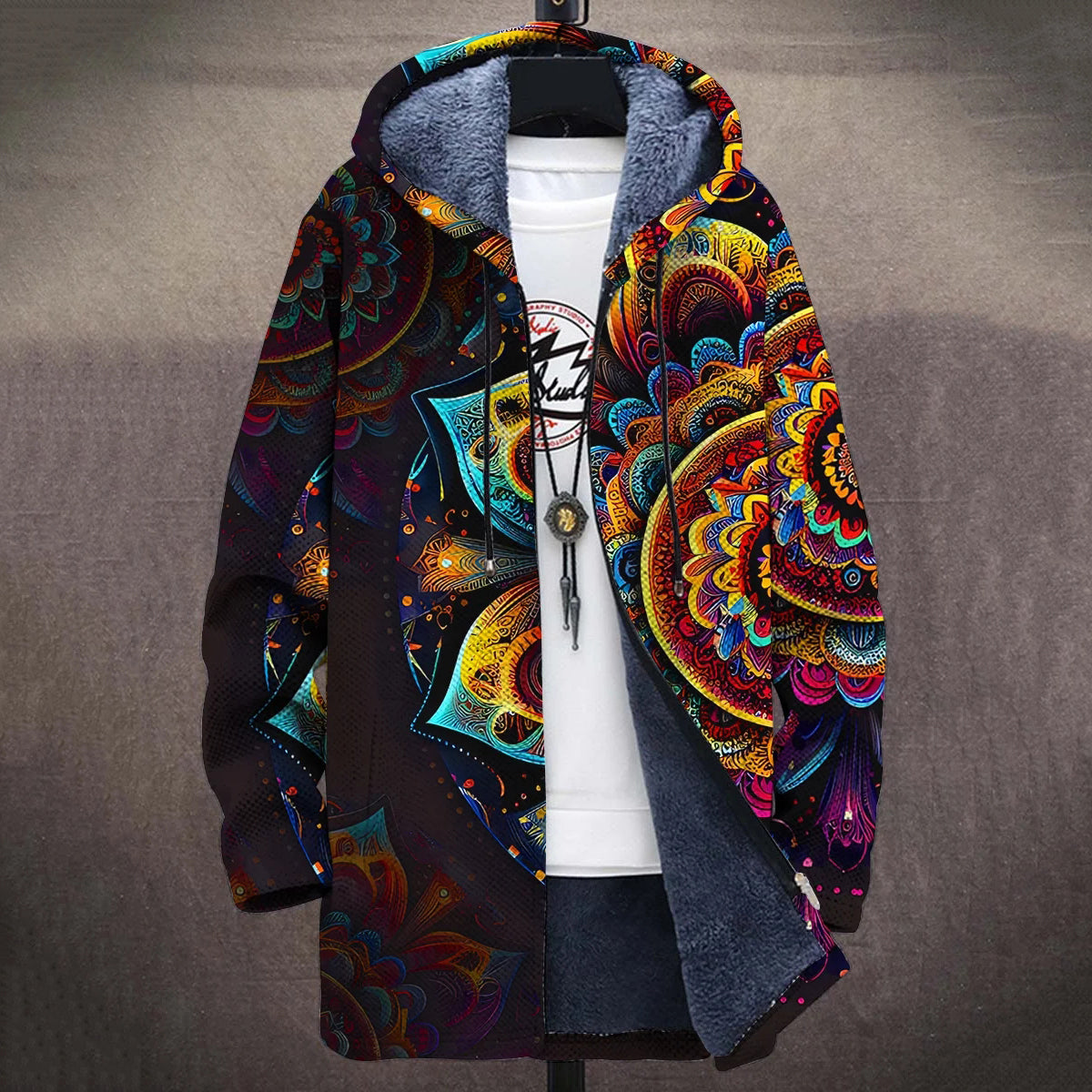 Retro Mandala Art Plush Thick Long Sleeve Sweater Jacket Cardigan elevenforest