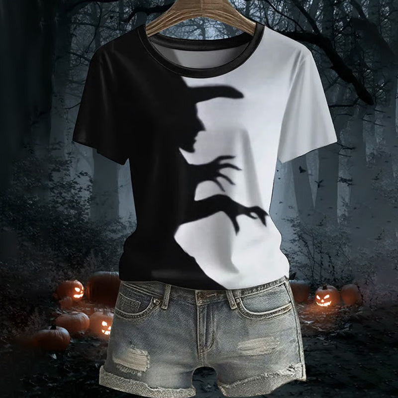 Women's Halloween Witch Printed Short-sleeved T-shirt artswardrobe