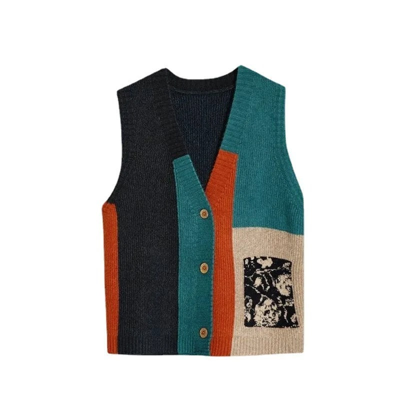 LP | Gilet in maglia con motivo colorblock