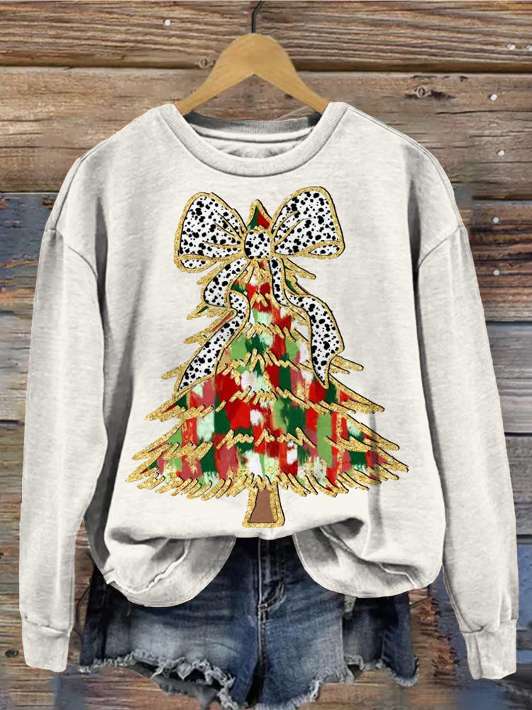 Comstylish Coquette Colorful Christmas Tree Comfy Sweatshirt