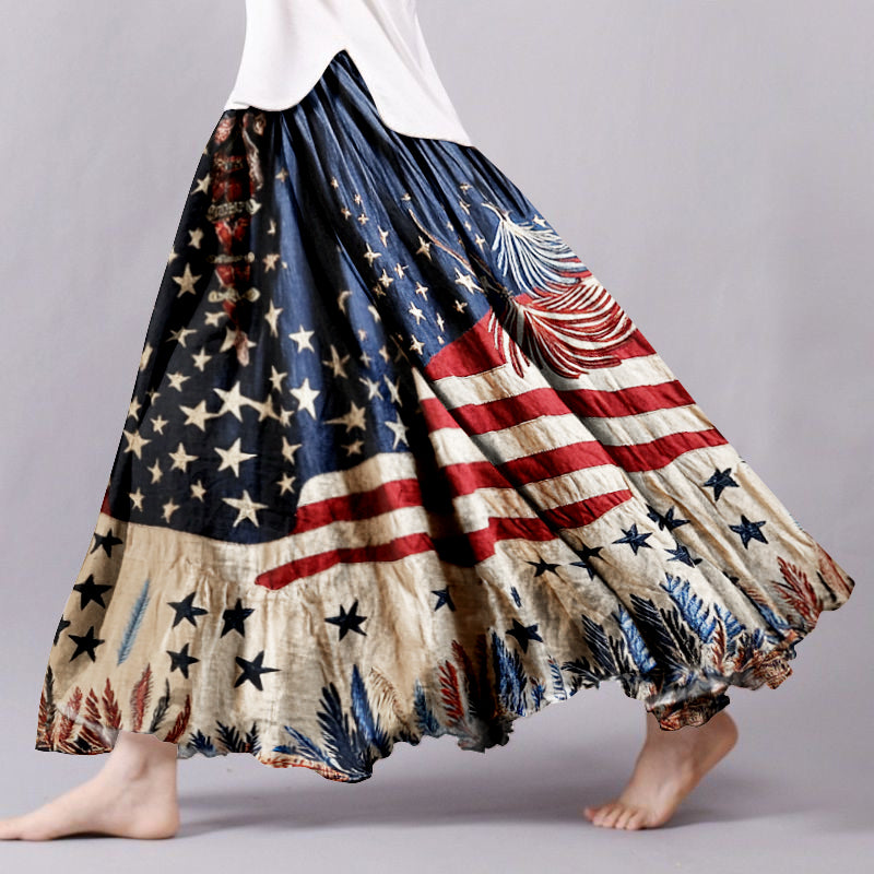 Women's Vintage Independence Day Flag And Feather Skirt artswardrobe