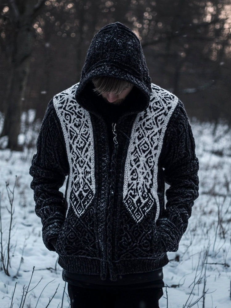 Viking Totem Men's Hooded Sweater Jacket elevenforest
