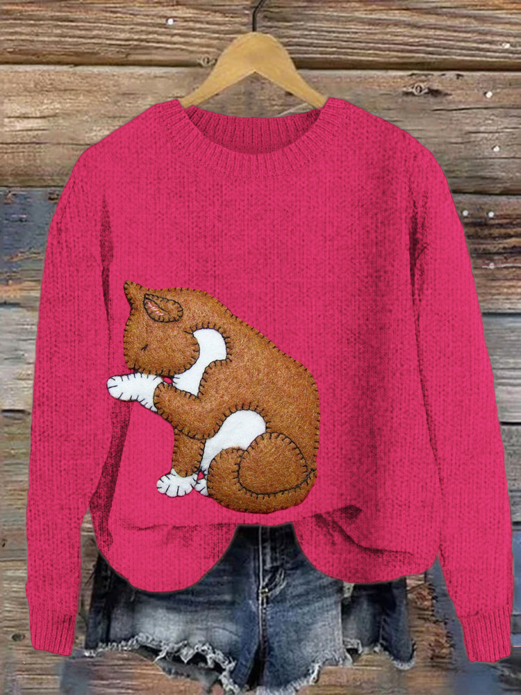 Funny Cat Women's Knit Sweater elevenforest