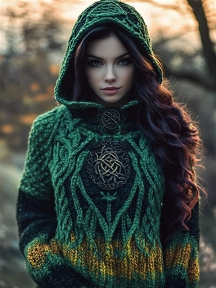 Vintage Celtic Knot Irish Gradient Cozy Hooded Sweater artswardrobe