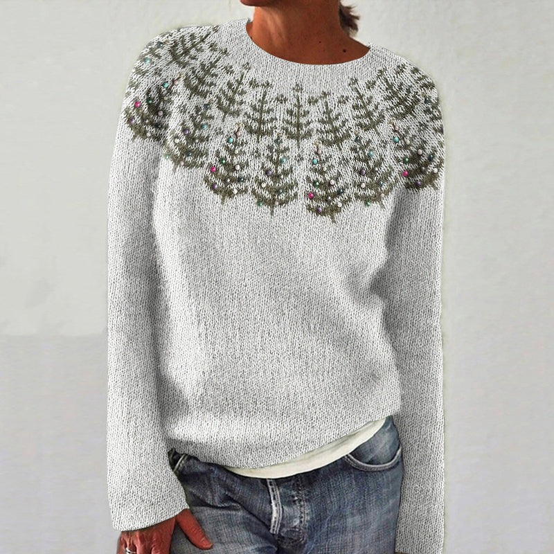 Christmas Tree Print Knitted Cozy Sweater artswardrobe
