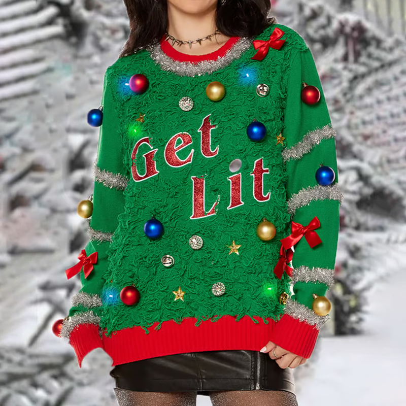 Women's Christmas Get Ite Art Printed Casual Sweatshirt elevenforest