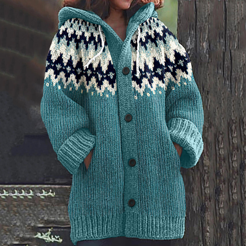 Vintage Icelandic Jacquard Knitted Pattern Cozy Cardigan Sweater elevenforest