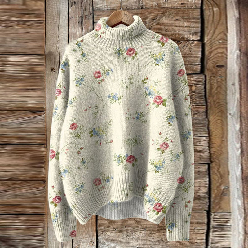 Vintage Tribal Floral Art Print Knit Sweater elevenforest