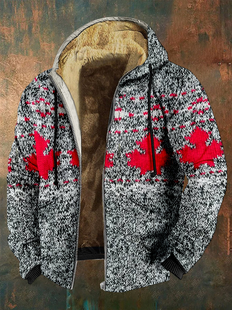 Men's Vintage Canada Maple Leaf Cozy Full Zip Hoodie artswardrobe
