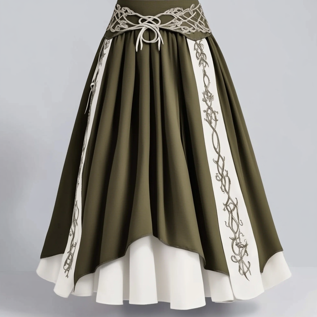 Women's Vintage Viking Rune Cotton And Linen Casual Skirt artswardrobe