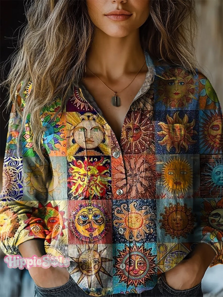 Art Print Casual Long Sleeve Comfortable Cotton Shirt