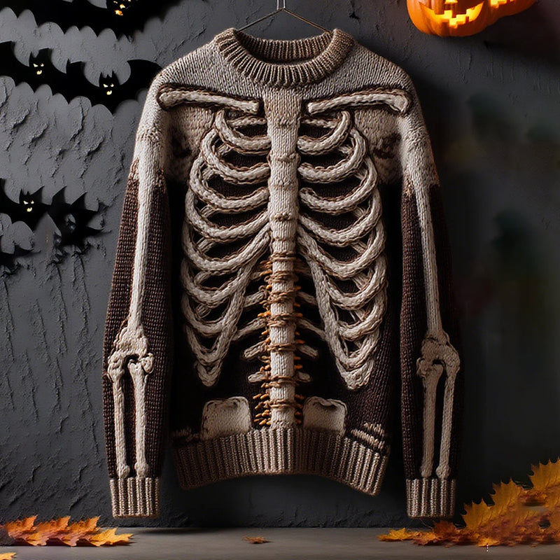 Men's Halloween Anatomy Art Vintage Cozy Knit Sweater artswardrobe