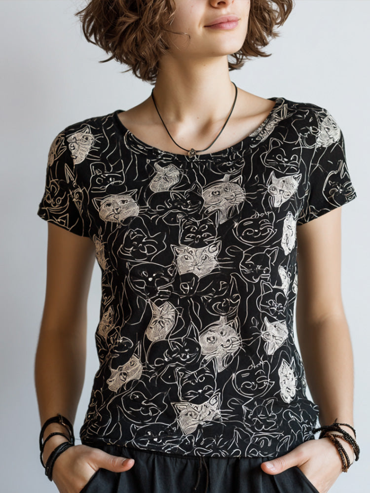 Comstylish Cat Short-sleeved Shirt