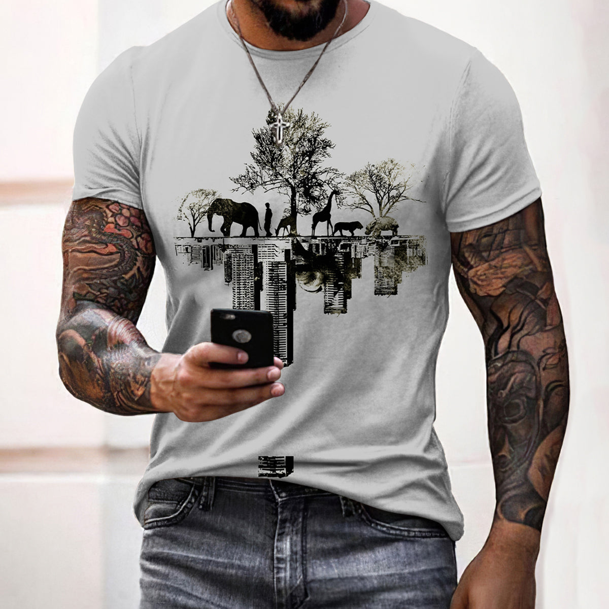 Men's Forest Secondary Print Short Sleeve T-shirt artswardrobe