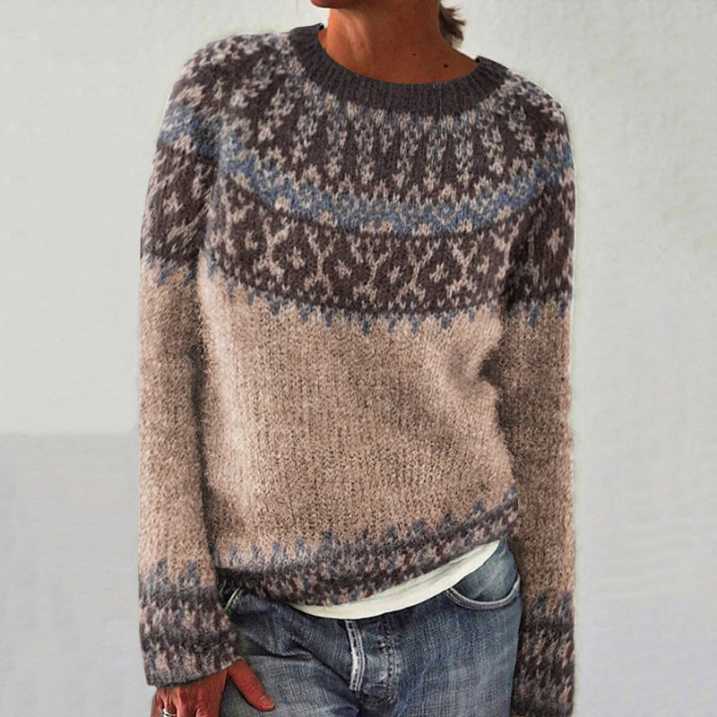 Vintage Fairman Island Contrast Print Crew Neck Sweater artswardrobe