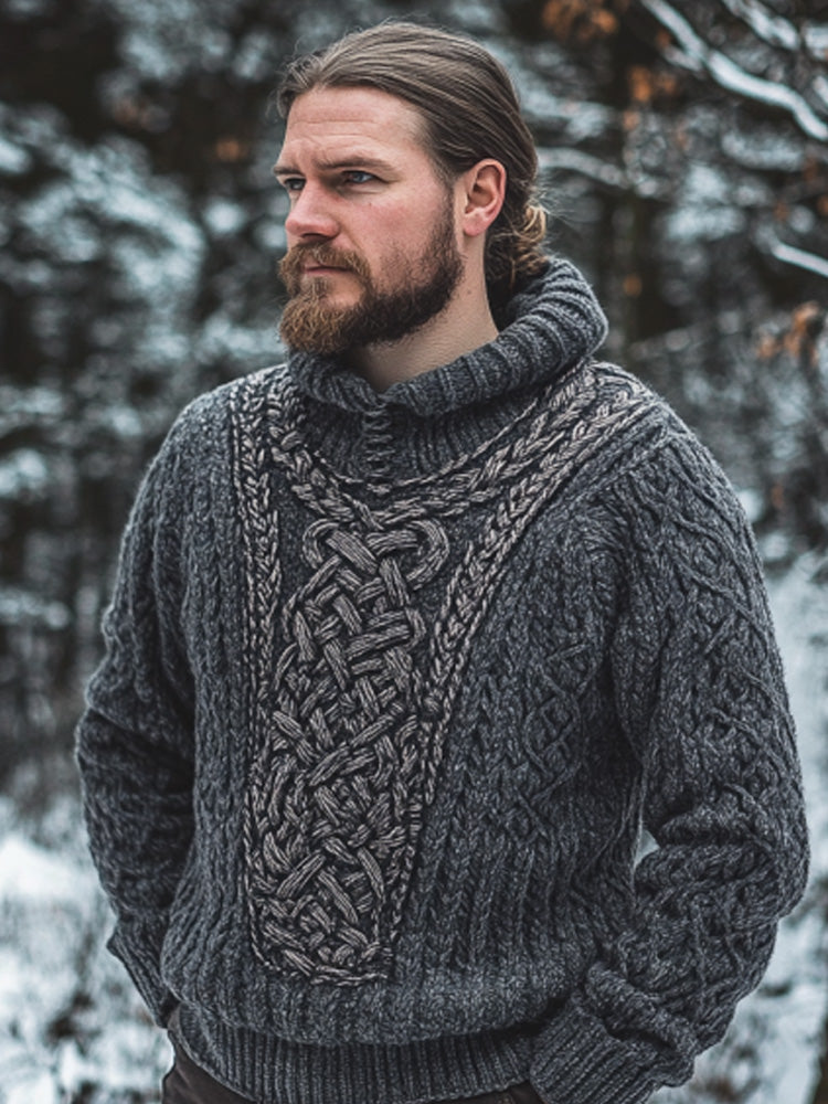 Men's Vintage Viking Inspired Celtic Jacquard Sweater artswardrobe