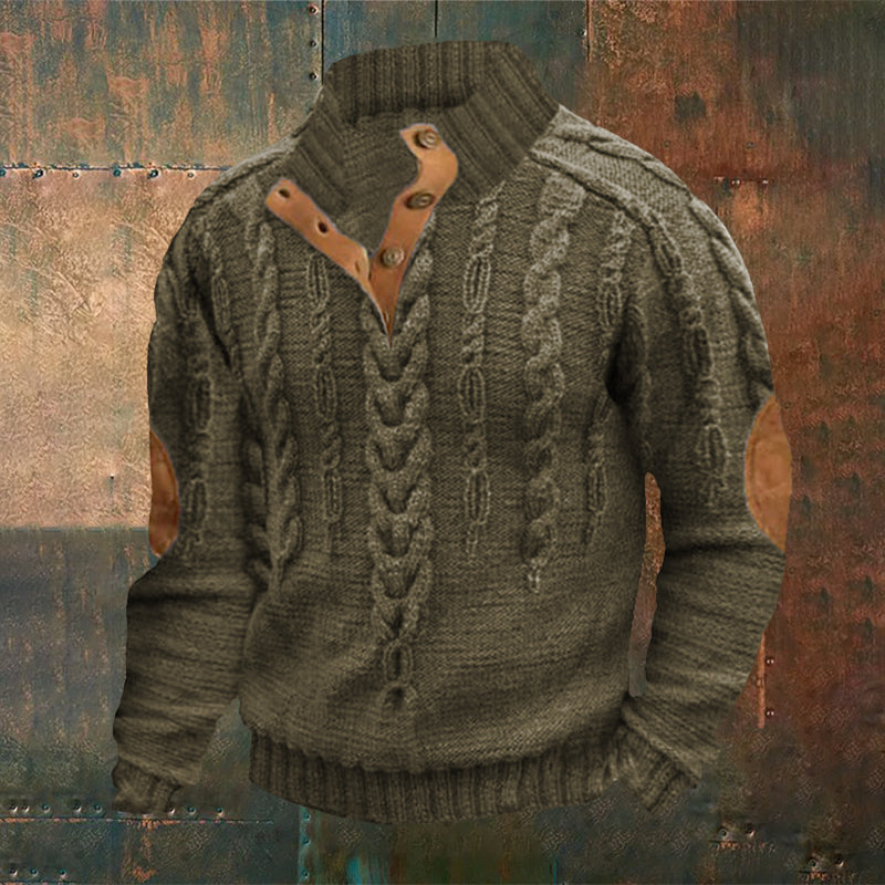 Men's Knit Cable Button-Down Sweater elevenforest
