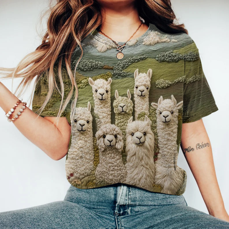 Vintage Cute Sheep Graphic Art Cotton T-shirt artswardrobe