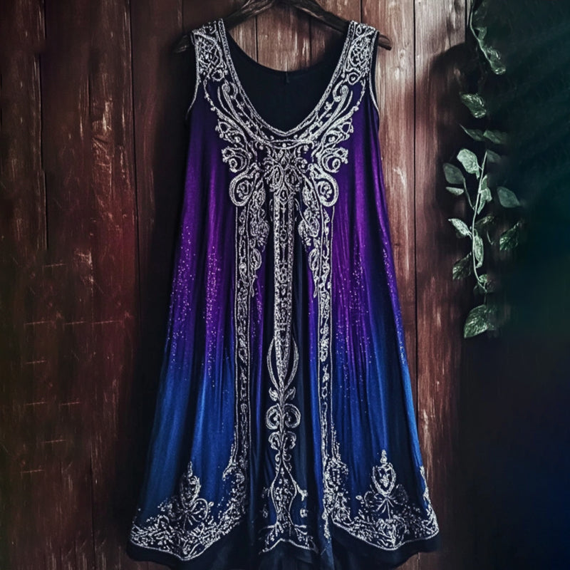 Vintage Viking Violet Gradient Pattern Comfy Tank Dress artswardrobe