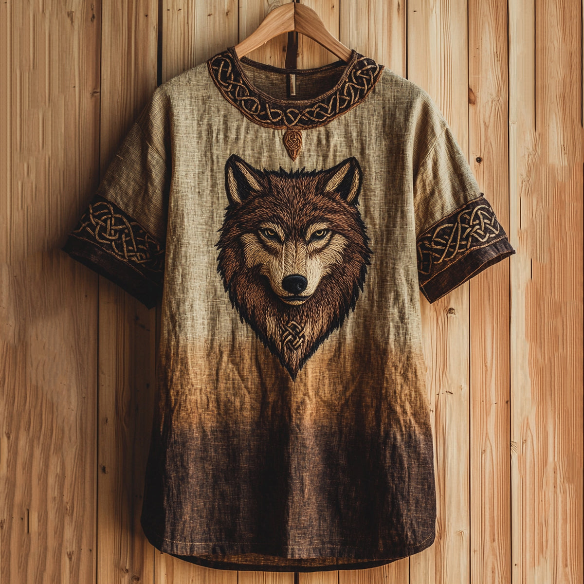 Men's Vintage Viking Viking Wolf Embroidered T-shirt artswardrobe