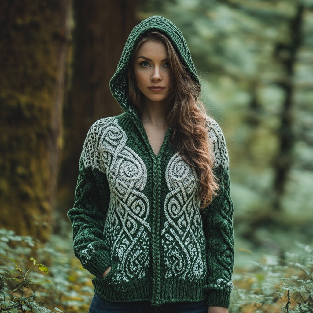 Women's Celtic Knot Totem Zip Hooded Sweater elevenforest
