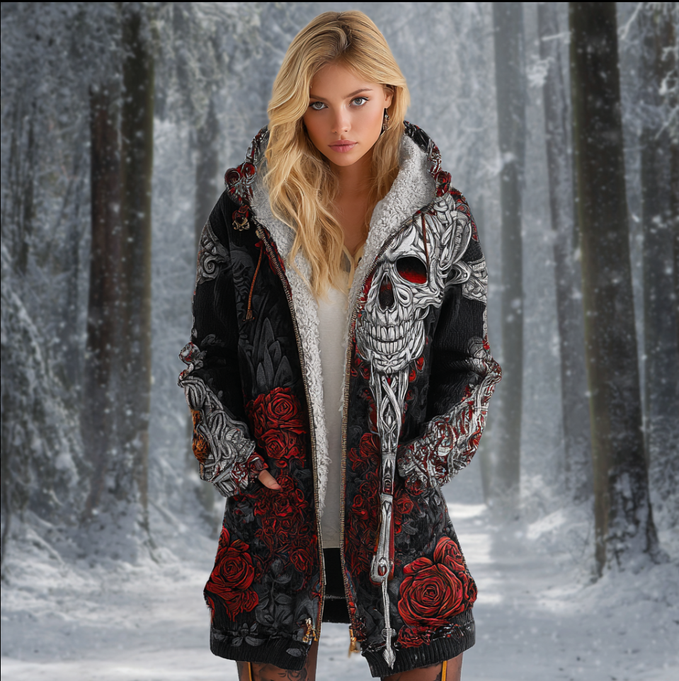 Halloween Theme Viking Style Lady Thick Sweater Coat elevenforest