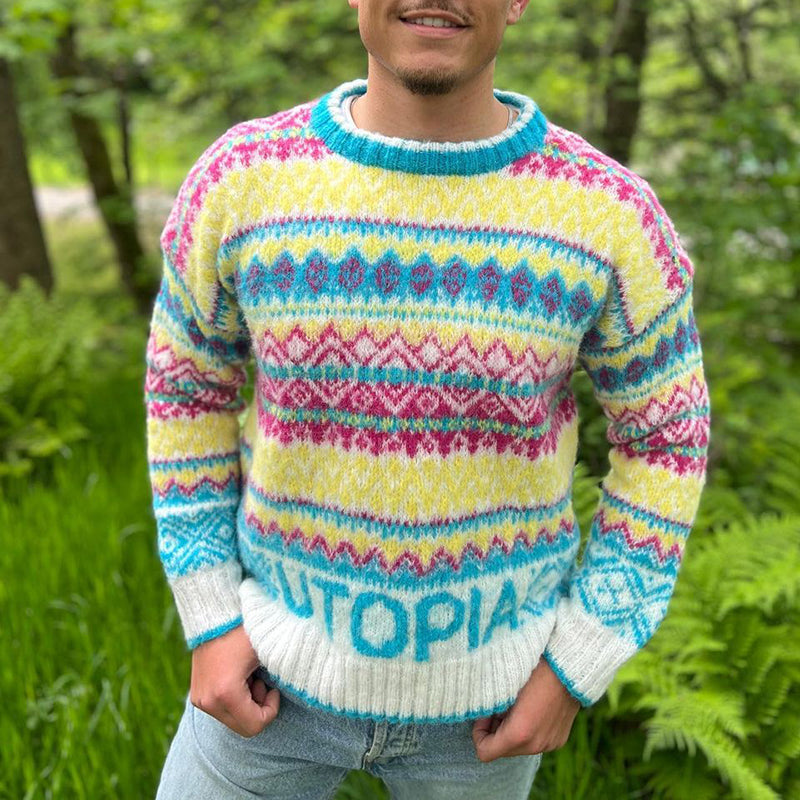 Vintage Utopia Knit Jacquard Icelandic Crew Neck Sweater elevenforest