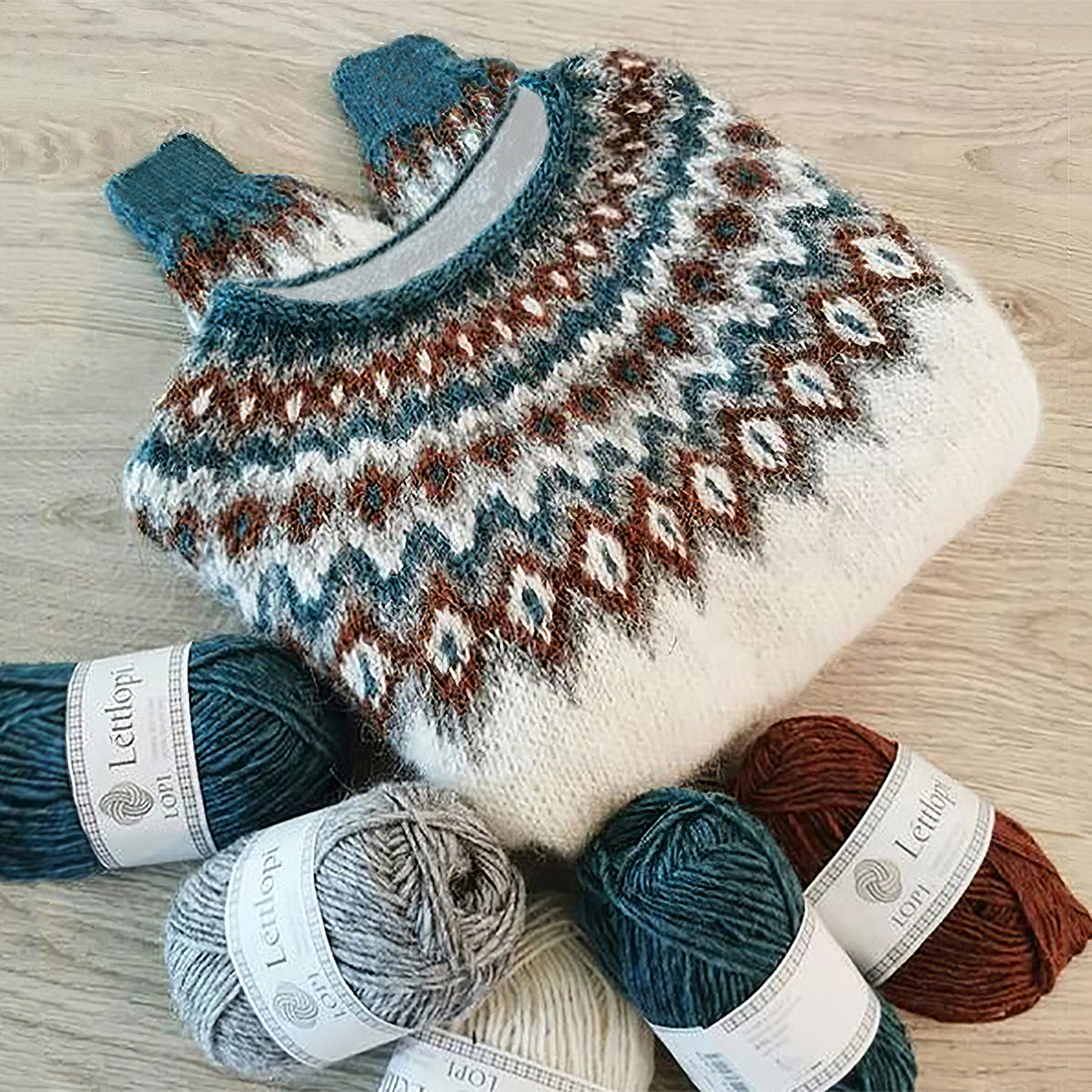 Fairman Island Print Vintage Contrast Sweater elevenforest