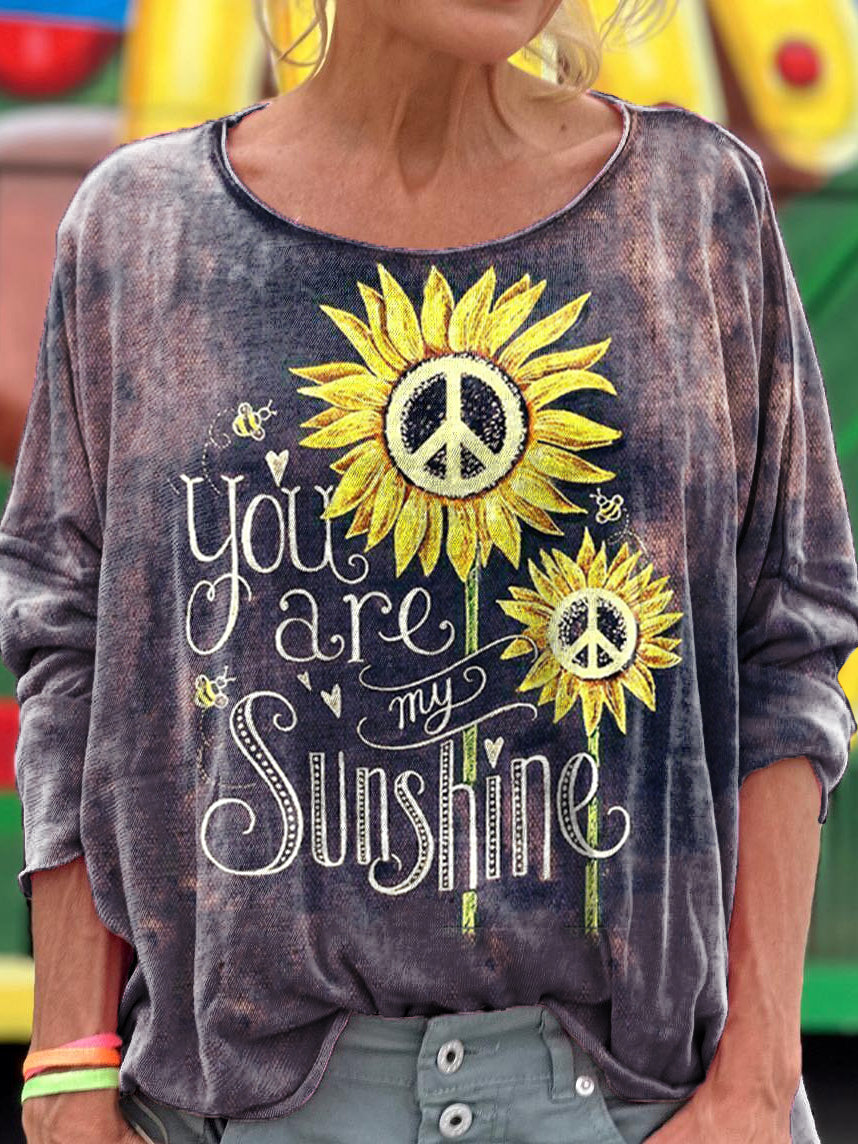Women's Hippie Art Painting Print Loose Long Sleeve