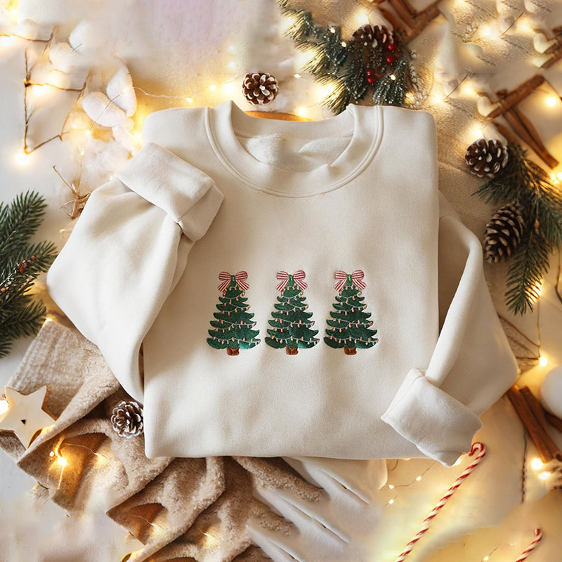 Comstylish Women's Christmas Tree Art Casual Sweatshirt