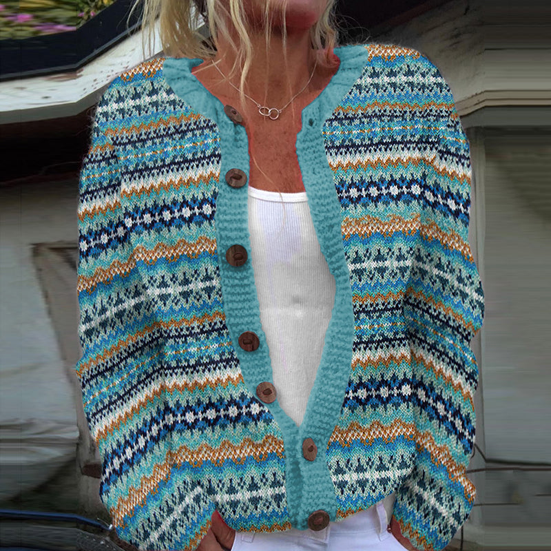 Vintage Geometric Striped Pattern Women's Sweater elevenforest