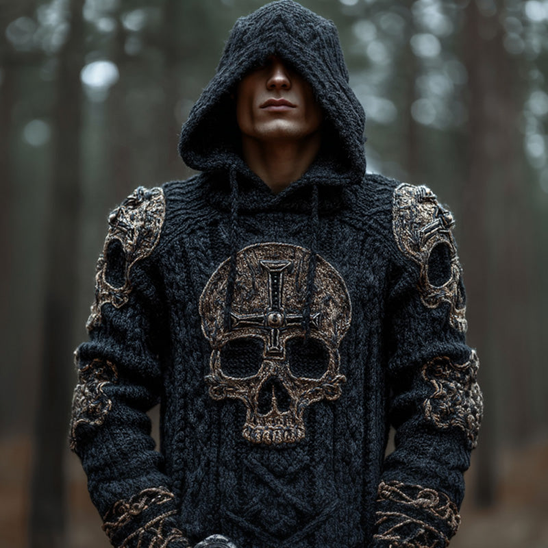Men's Halloween Metal Skull Sweater artswardrobe