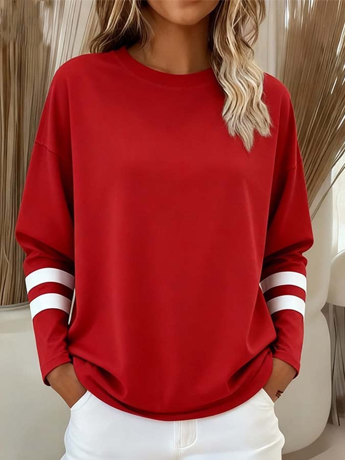 Women'S Casual Contrasting Long-Sleeved Top