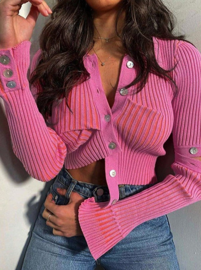 Evelyn® | Cut rib knit sweater