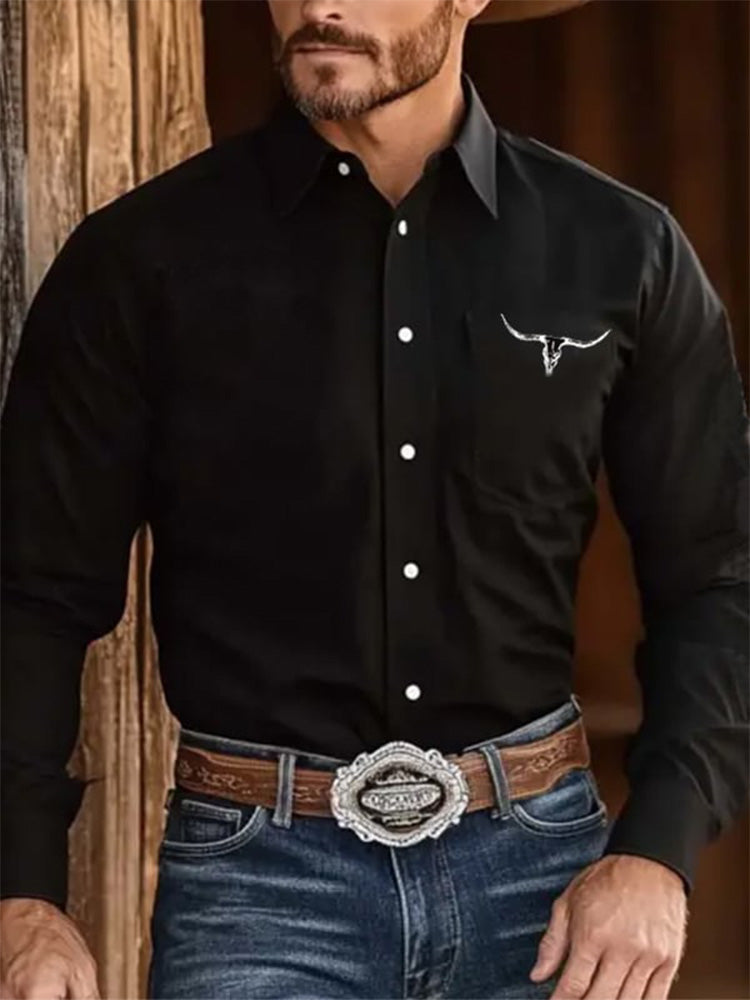 Men's Outdoor Western Print Long Sleeve Shirt artswardrobe