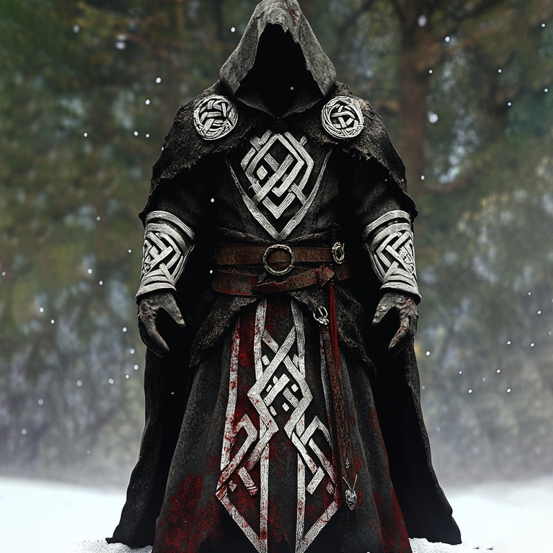 Men's Nordic Viking Style Embroidered Hooded Cloak