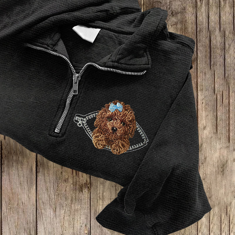 Comstylish Women's Cute Embroidery Dog Art Casual Sweatshirt