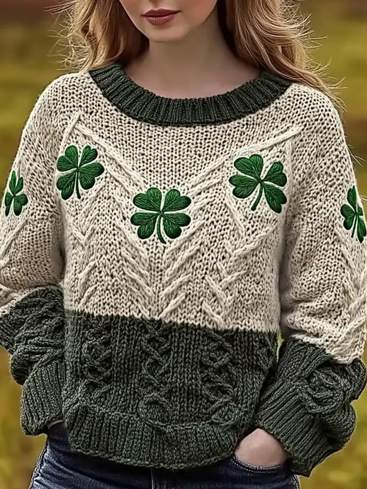 Women's Retro St. Patrick's Day Knitted Sweater artswardrobe