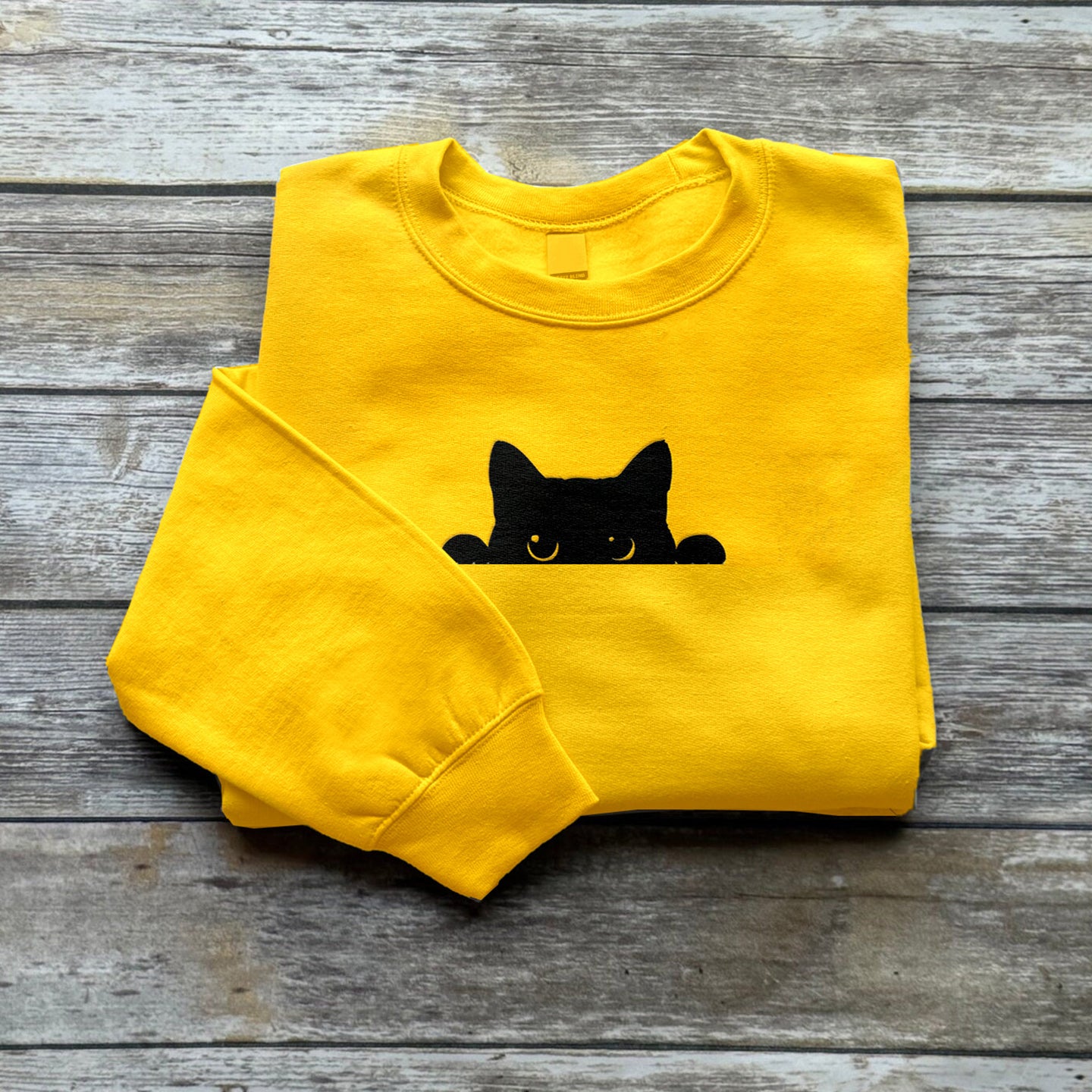 Vintage Black Cat Hide And Seek Pattern Print Ladies Sweatshirt elevenforest