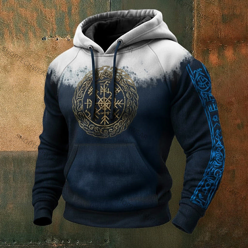 Comstylish Retro Viking Style Viking Compass Pattern Comfortable Knit Sweater