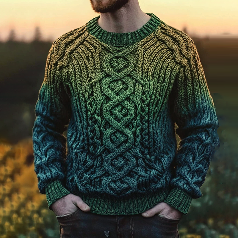 Irish Gradient Jacquard Cozy Knit Sweater artswardrobe