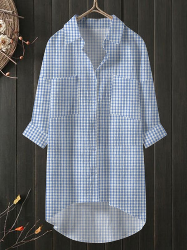 Women's Plaid Pocket Loose Casual Shirt