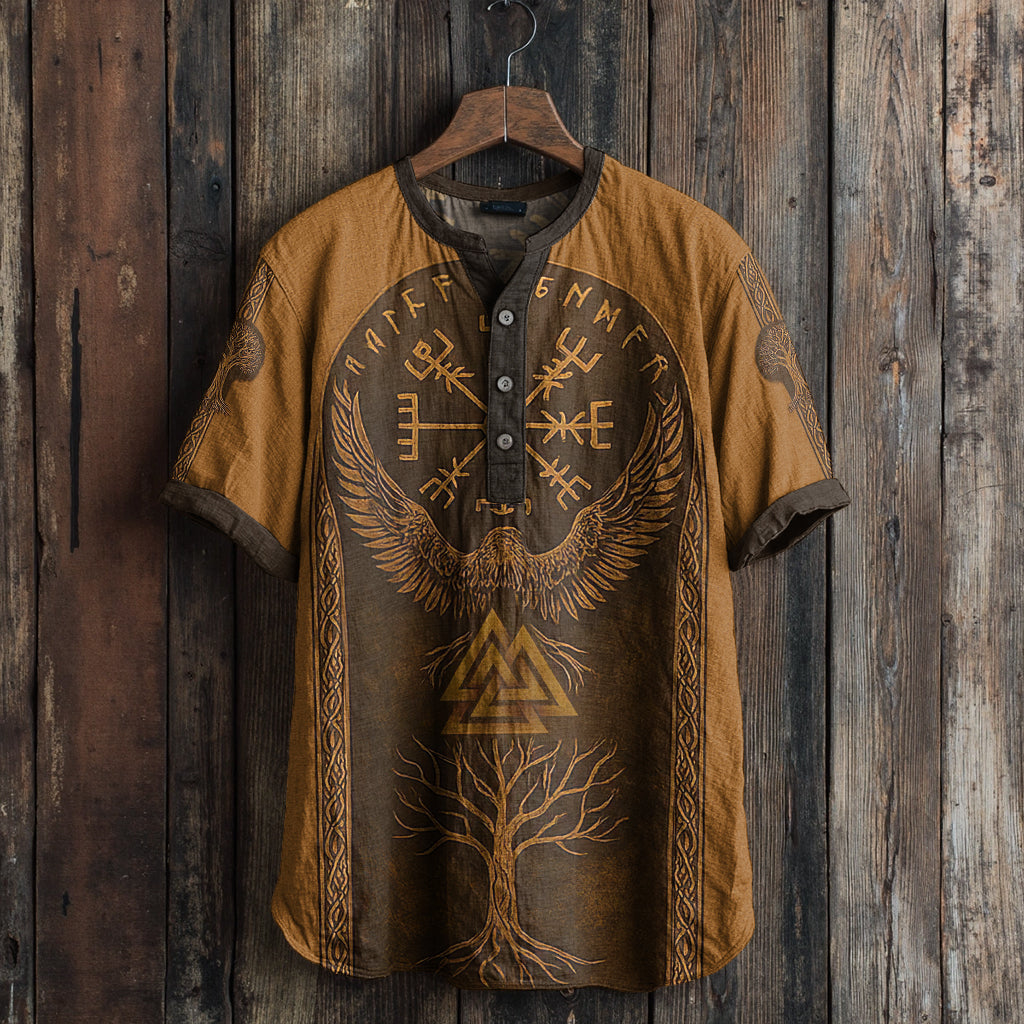 Men's Viking Nordic Tree Of Life Eagle 3d Print Vintage Shirt artswardrobe