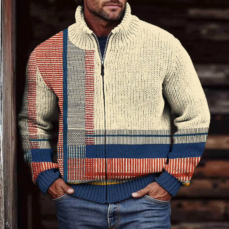 Men‘s Retro Ethnic Stripes Art Cozy Sweater elevenforest