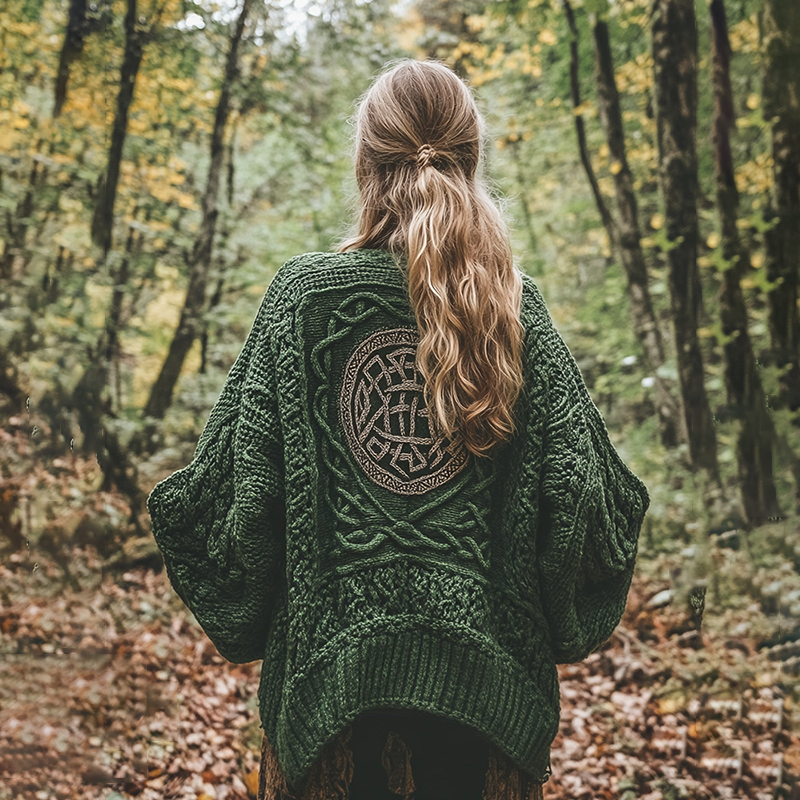 Vintage Irish Celtic Knot Knitted Cozy Jacquard Cardigan artswardrobe